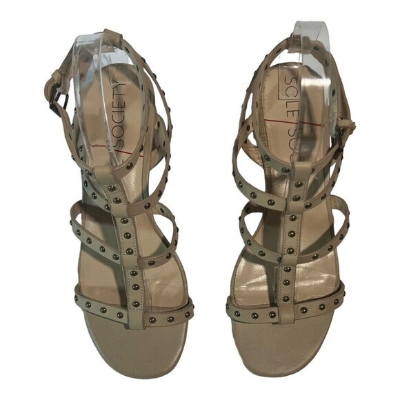 Sole Society Womens Size 8.5 Strappy Studded Sandals Heels - Picture 3 of 7